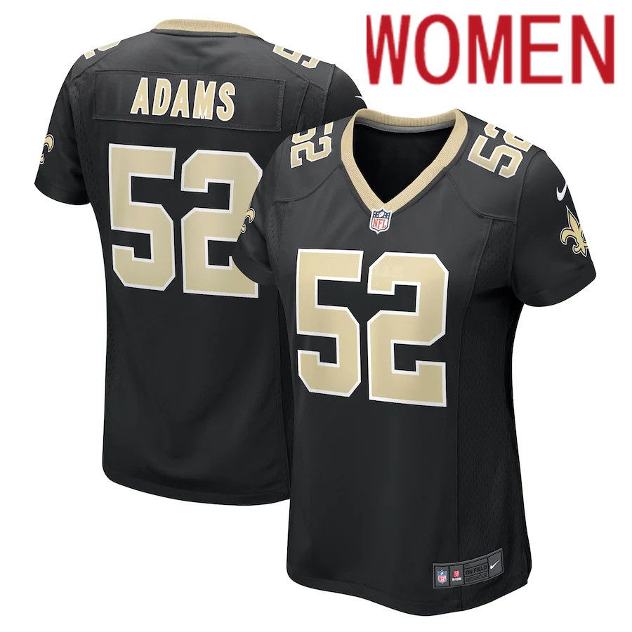Women New Orleans Saints 52 Montravius Adams Nike Black Game NFL Jersey